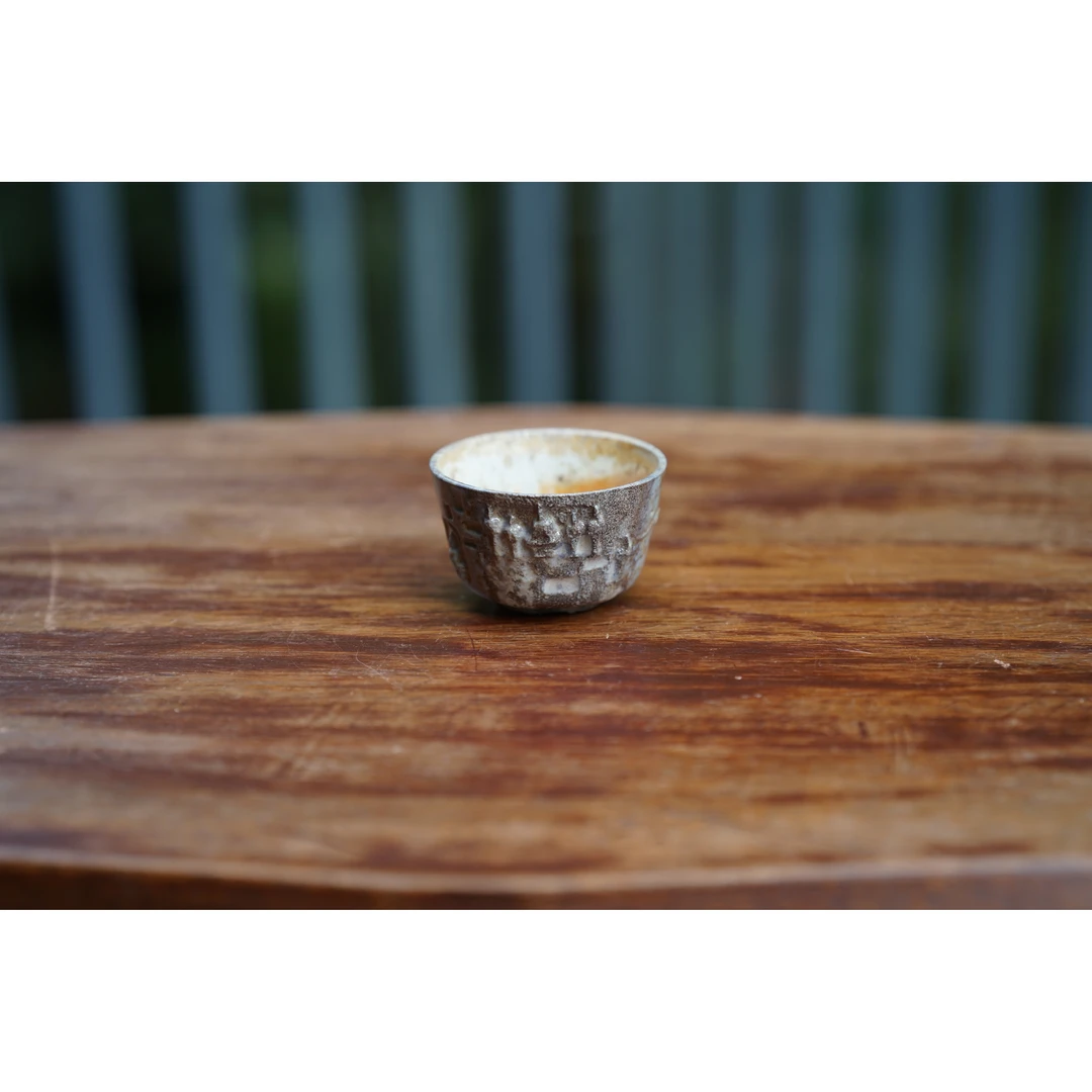 LXFSKCS手工石窟柴烧小圆杯（中白）
