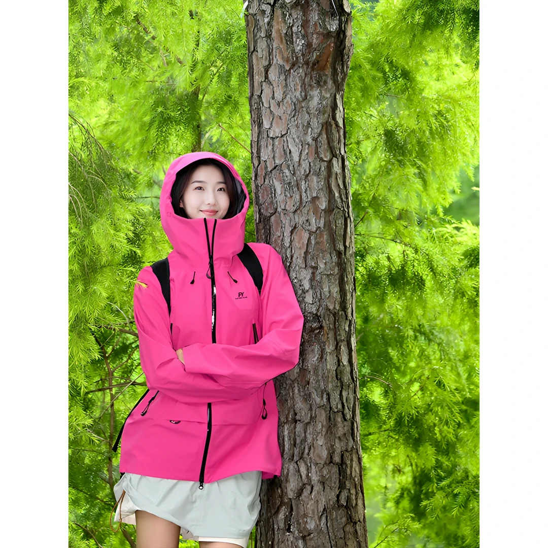 芙沿玫粉冲锋衣外套女2025新款三合一防风防水徒步情侣户外登山服