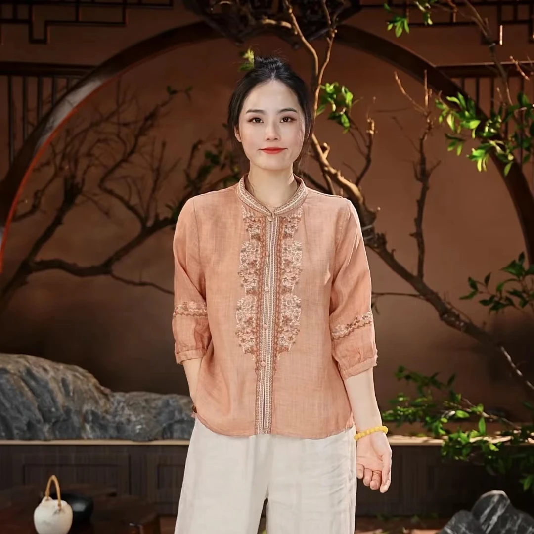 扬州慢新中式复古重工刺绣国风衬衫67915