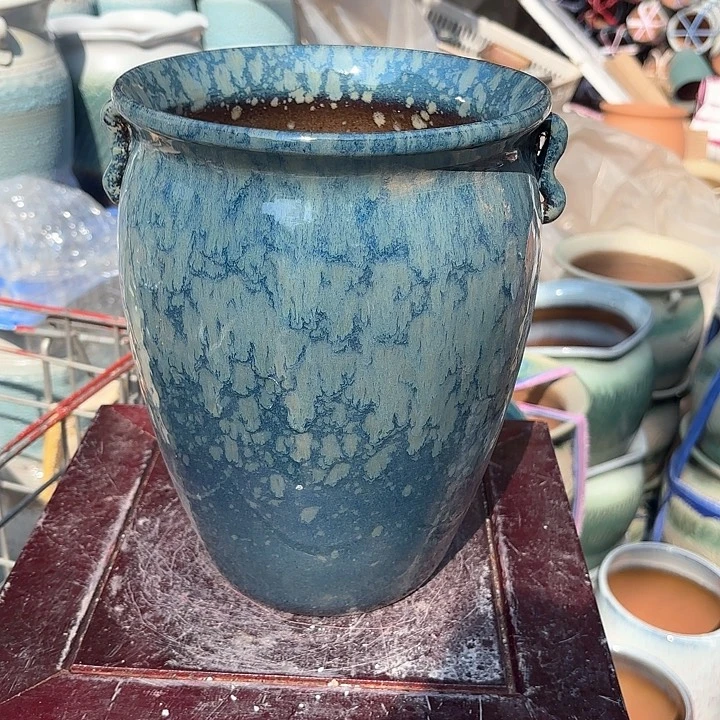 红陶蓝雪花口径20高度25