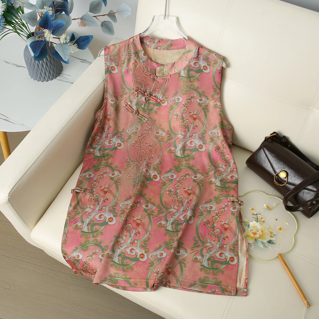 2025新款中国风复古唐装文艺修身型民族风无袖宽松型上衣新中式