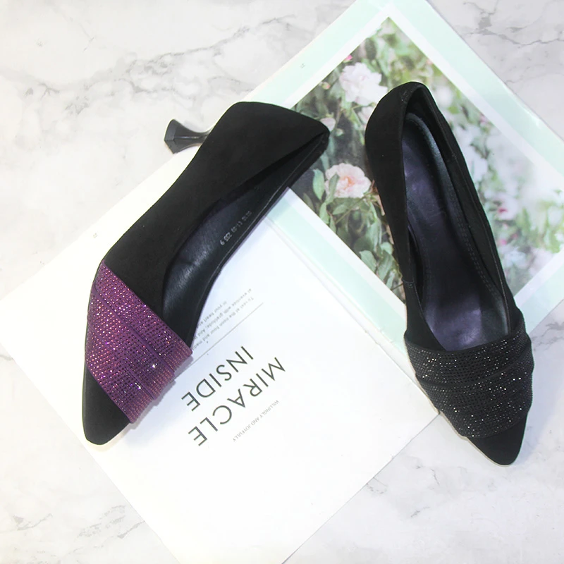 时尚百搭细跟舒适羊皮浅口单鞋5218