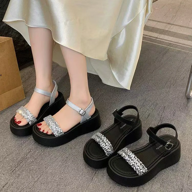 【瑕疵款 无售后服务】7710 厚底增高松糕女鞋百搭露趾休闲凉鞋