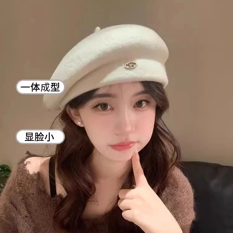 小香风贝雷帽女秋冬显脸小新品保暖韩系百搭气质羊毛画家蓓蕾帽潮