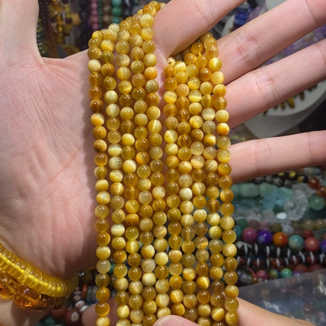 未镶嵌，金虎眼6mm，石英质玉