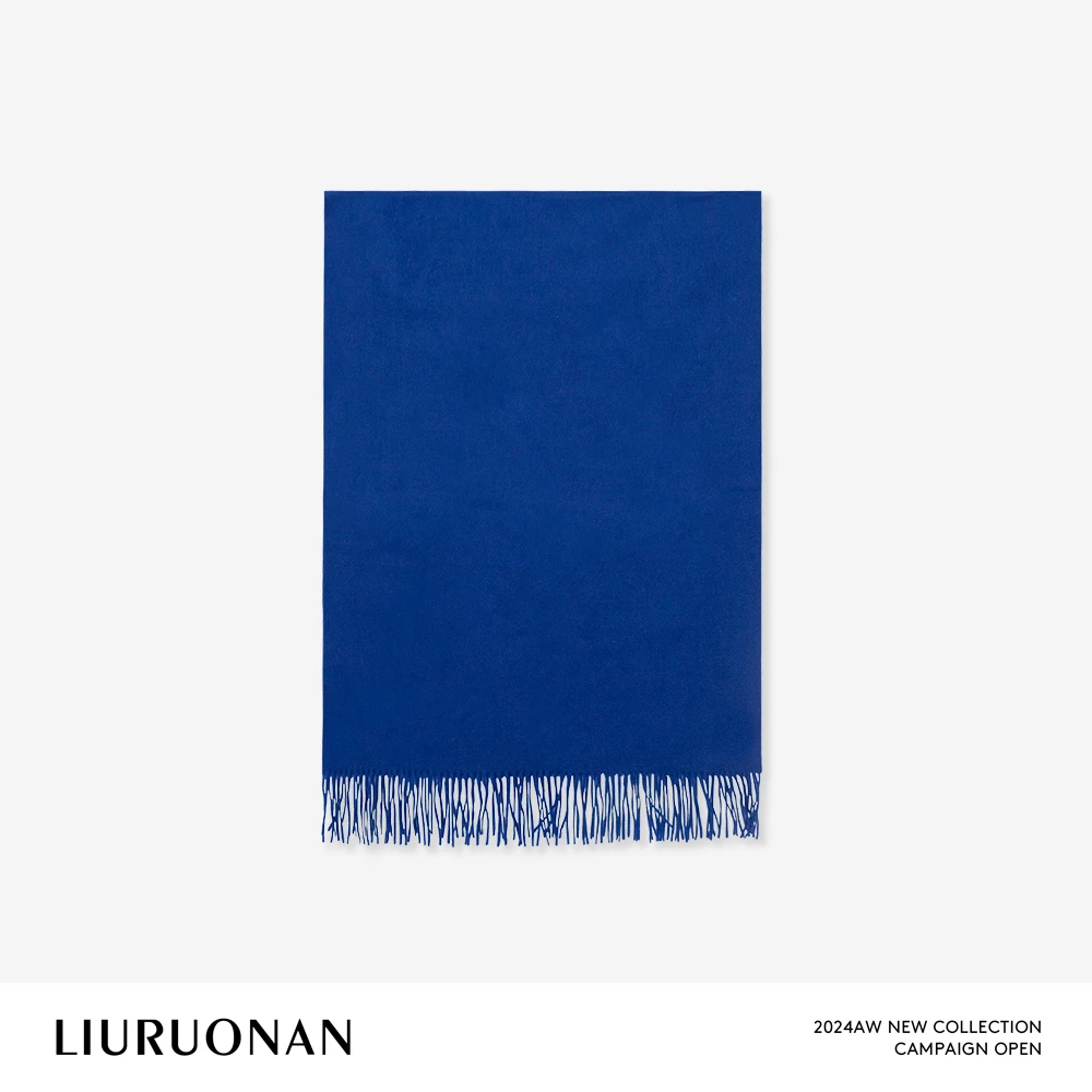 LIURUONAN 24JJ 克莱因蓝纯色流苏围巾围脖