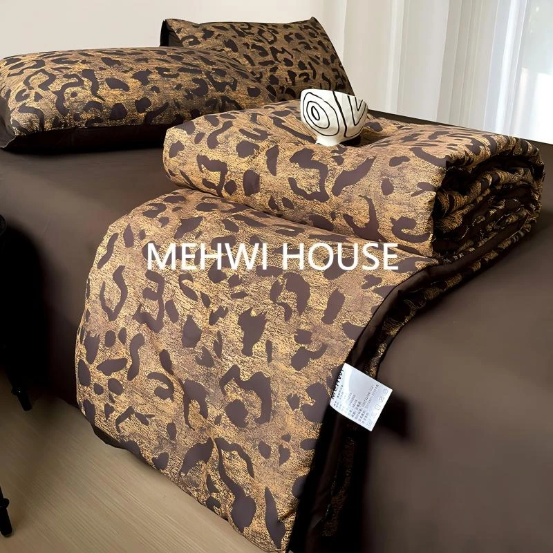 【MEHWI】夏被四件套 豹纹ins轻奢夏凉美式夏凉被简约空调被