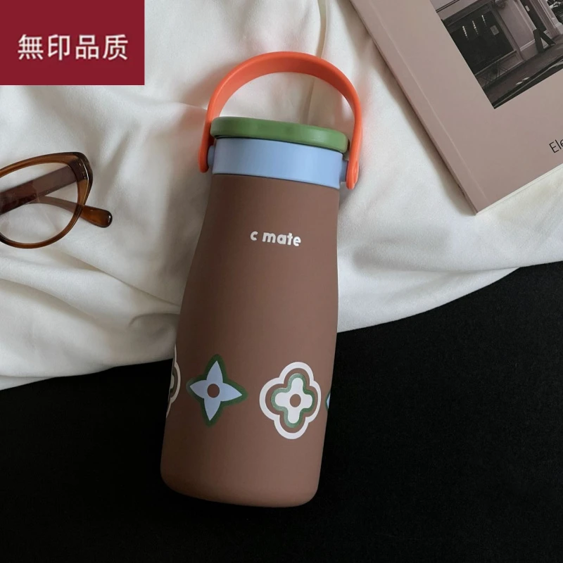 手提吸管双饮杯陶瓷内胆保温杯316便携情侣女学生高颜值牛奶水杯