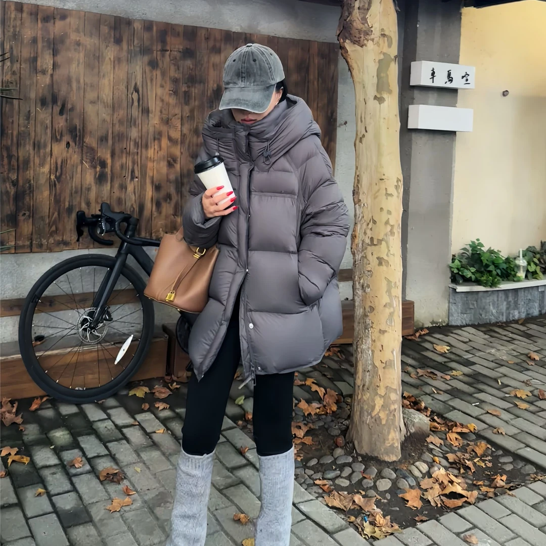 【柒老板专属】95白鹅绒2025新款中长款连帽女士轻奢加厚羽绒服188