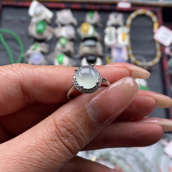 翡翠吊坠(不含链)银S925镶嵌戒指