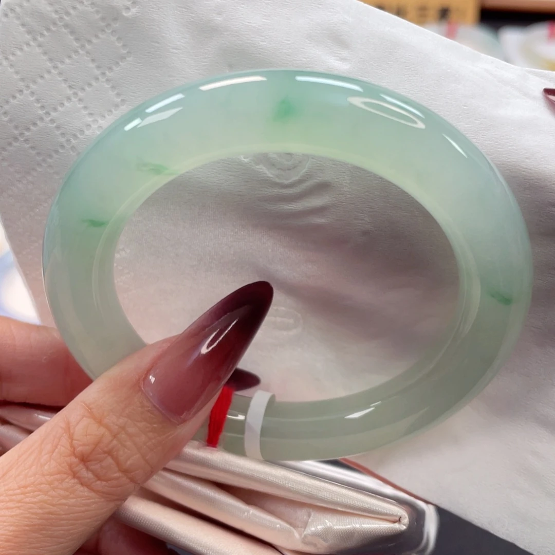 未镶嵌手镯翡翠27号57.2种老冰胶芙蓉绿毕业级