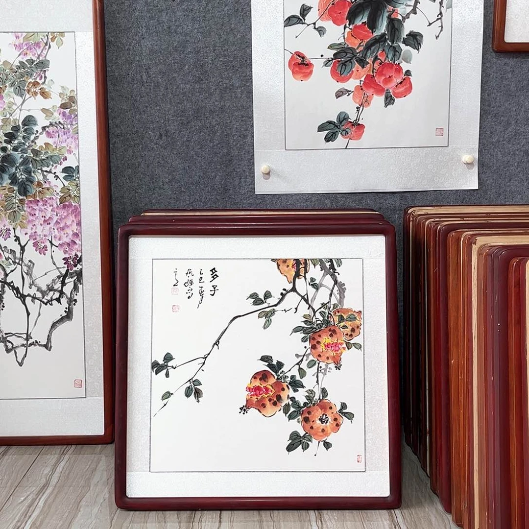 国画书画作品带框63×63