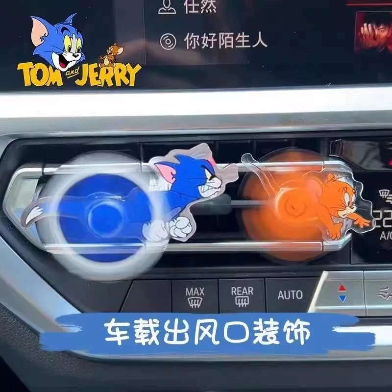 小红书同款猫和老鼠汽车出风口摆件回旋亚克力立牌可旋转卡通创意