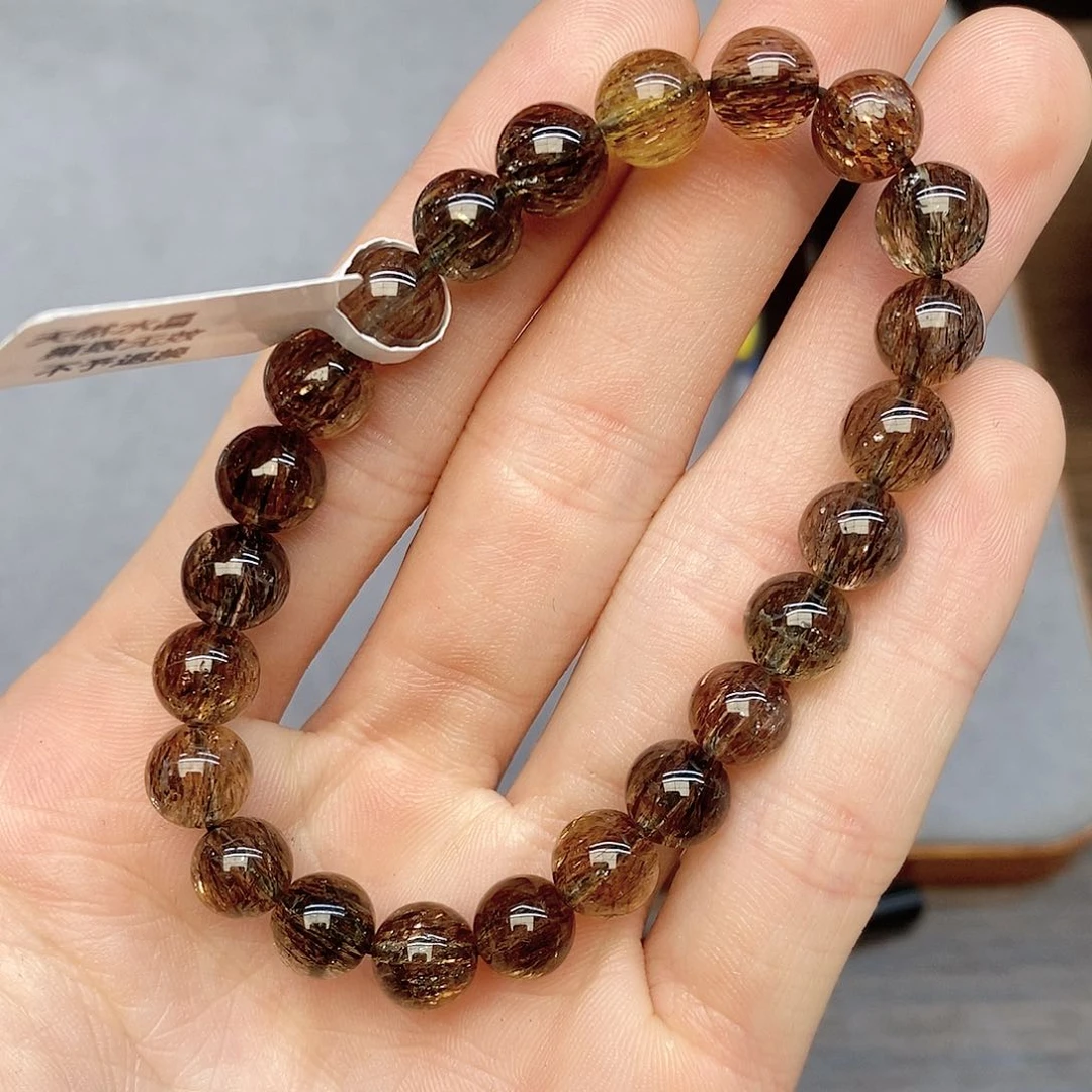 水晶手串未镶嵌?****?38黑金超七8mm