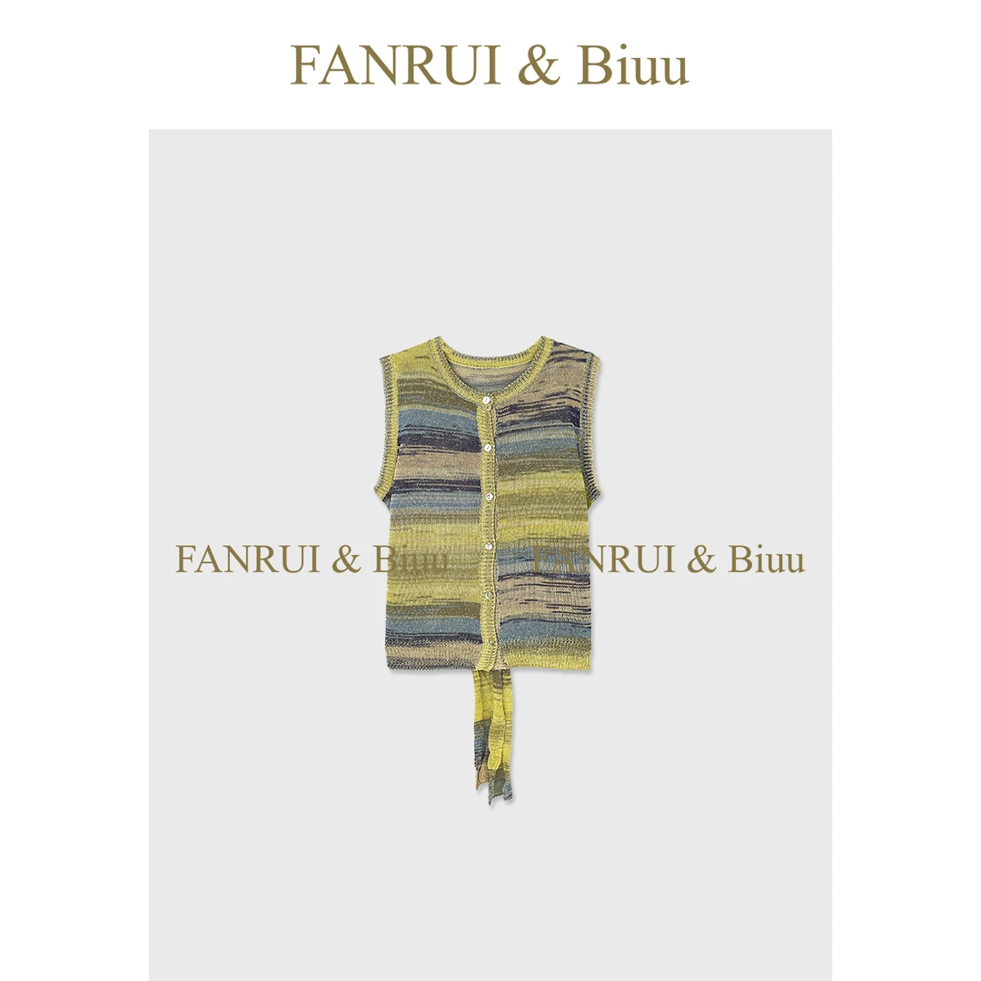 FANRUI/泛芮「糖缕」新款彩色渲染重工设计感气质无袖上衣女B16866