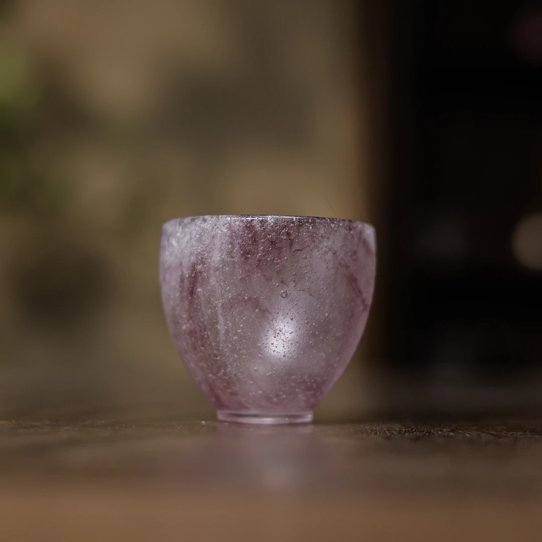 【悦生活】冰葡萄-冰彩紫渐变-心缘堂-粉彩百福杯-60ml（琉璃S0615）