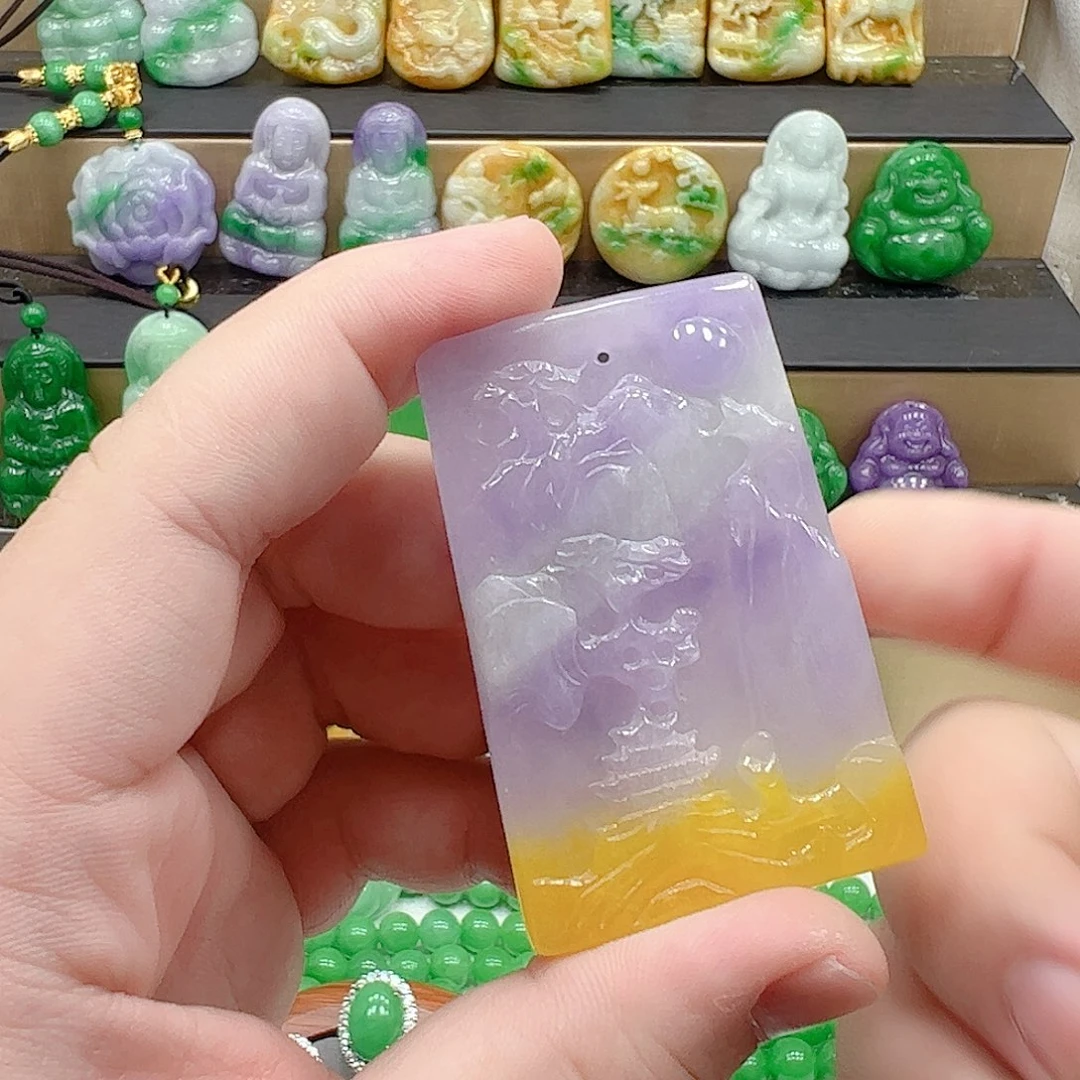 翡翠银S925镶嵌吊坠(赠链)