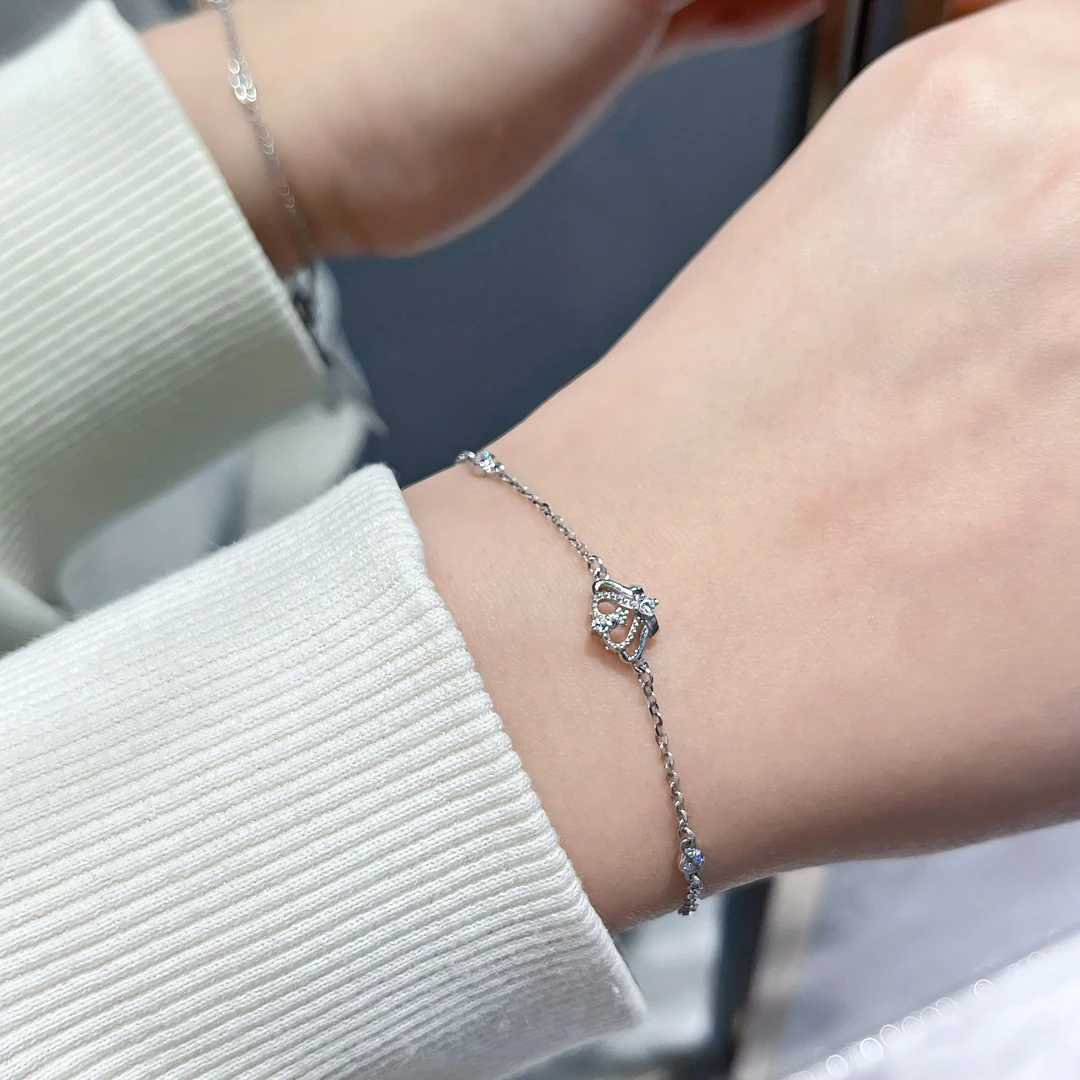 pt950铂首饰合成立方氧化.锆皇冠手链