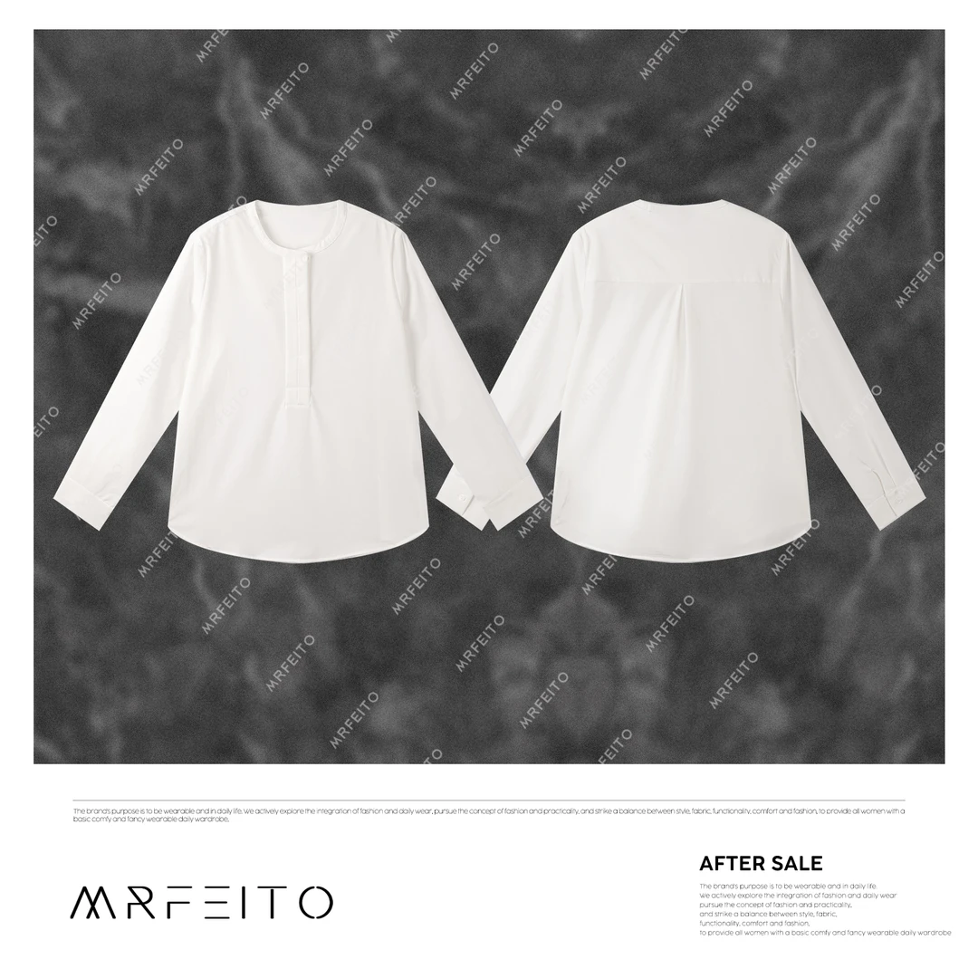 2025春季新款时尚百搭气质显瘦纯色半开领衬衫H16C02C30876