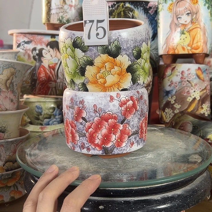 满38包邮 景德镇幸运花盆