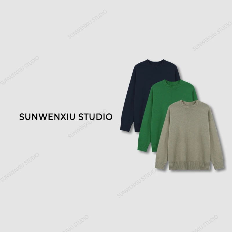 swx studio5店 “周末记“秋冬极简羊毛混纺圆领百搭款套头毛衣