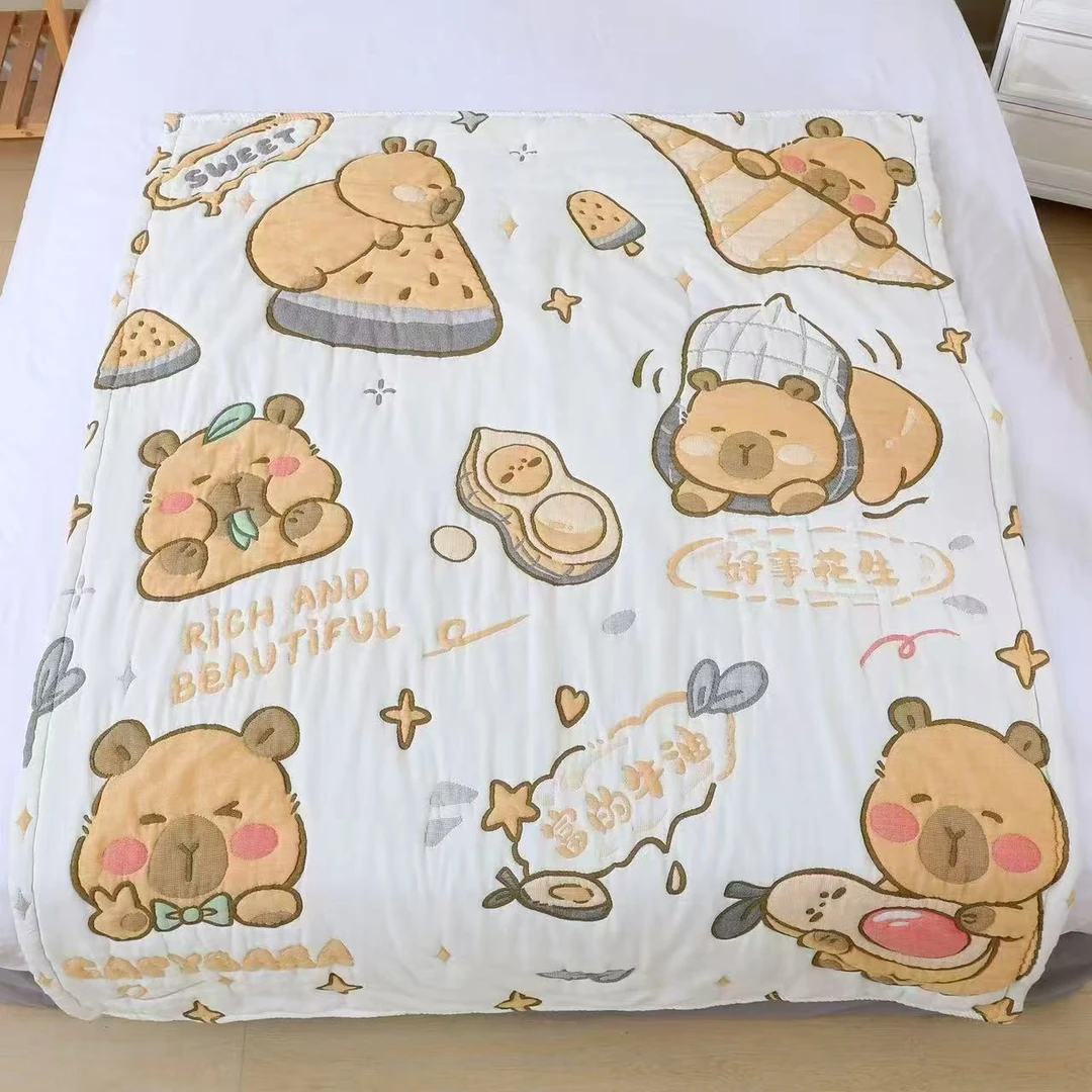 120*150hf【卡皮巴拉】柔软棉亲肤可爱四季通用透气泡芙被