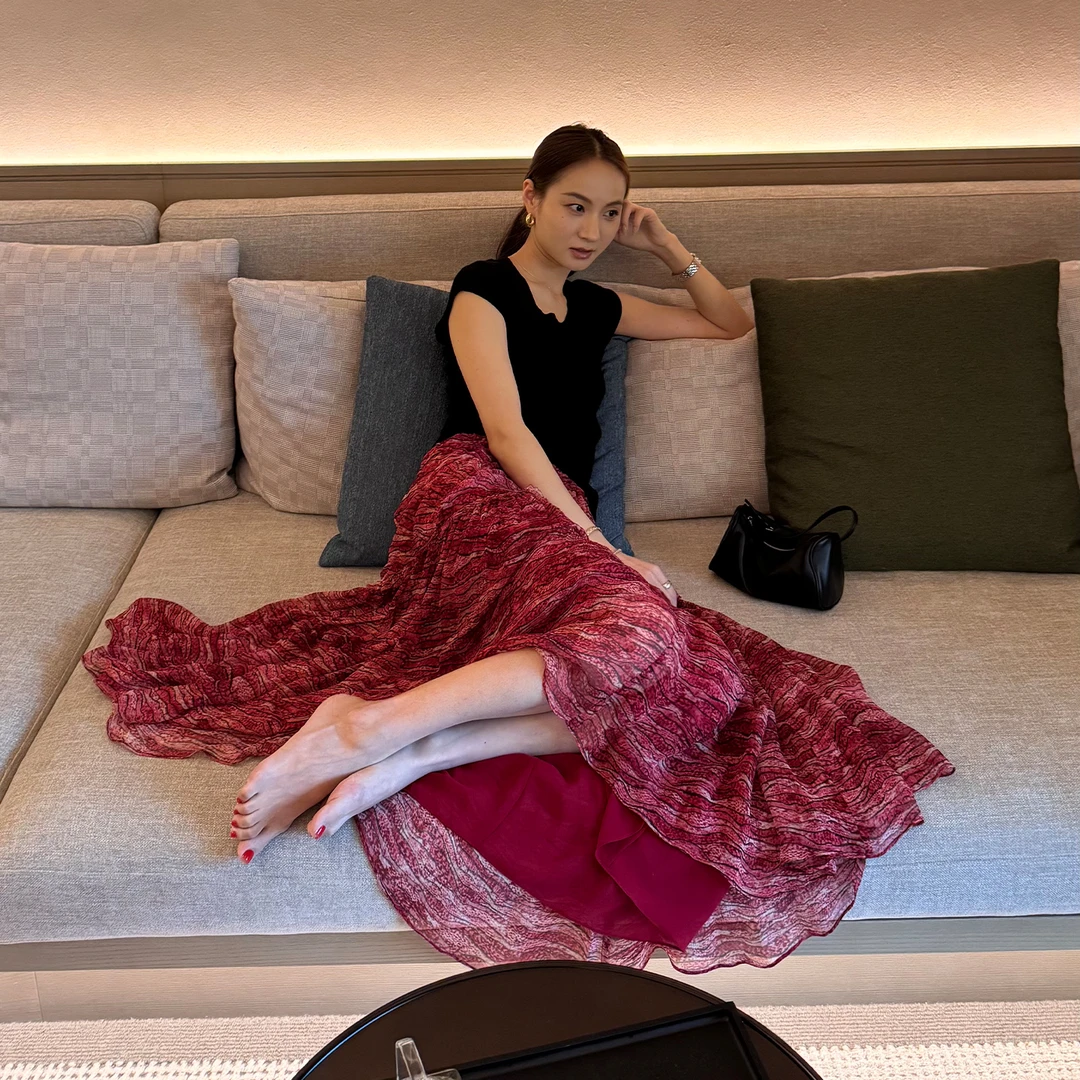 KEEP KAPU靠谱【灵动缪斯】100人丝度假风高腰显瘦半身裙KP251139