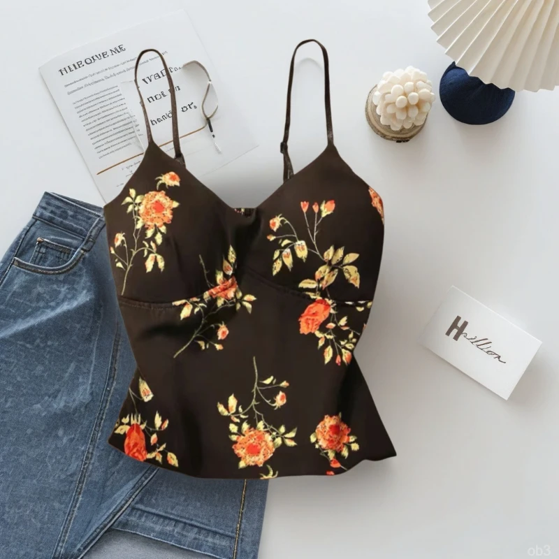 复古黑色吊带背心胸垫一体女夏季修身显瘦防走光打底性感美背内搭