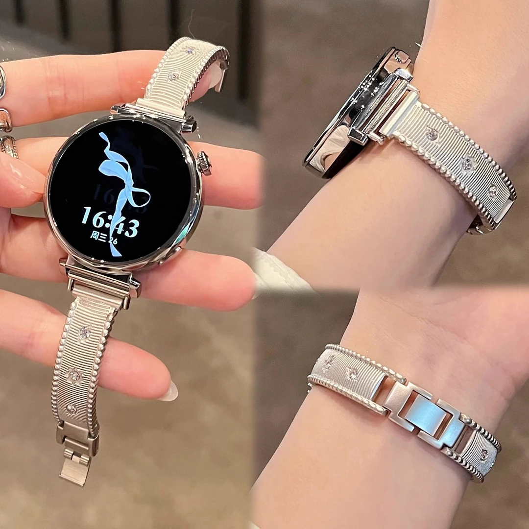 适用华为布契风金属镶钻手镯款手表表带watch3watch4GT3GT4GT5pro
