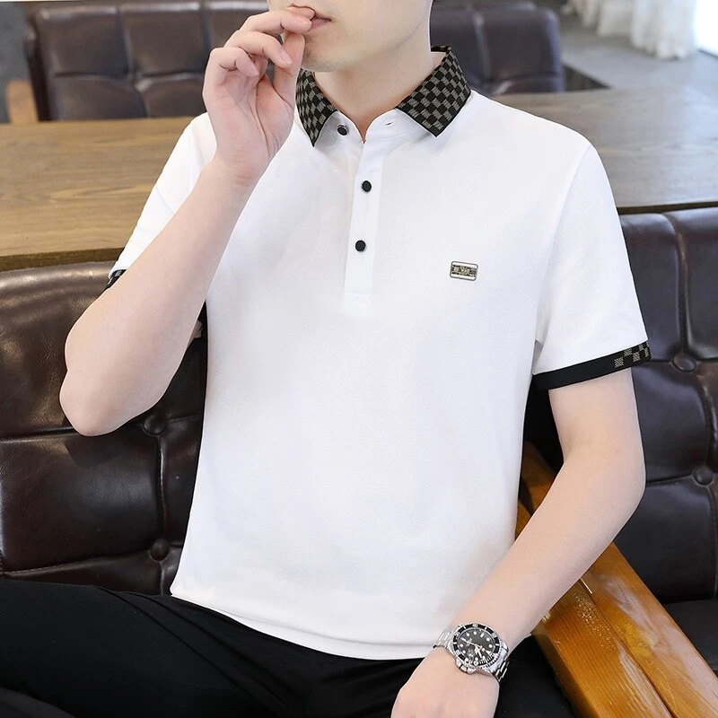 2025夏季新款男士翻领短袖polo衫休闲时尚体恤衫百搭薄款T恤衫男