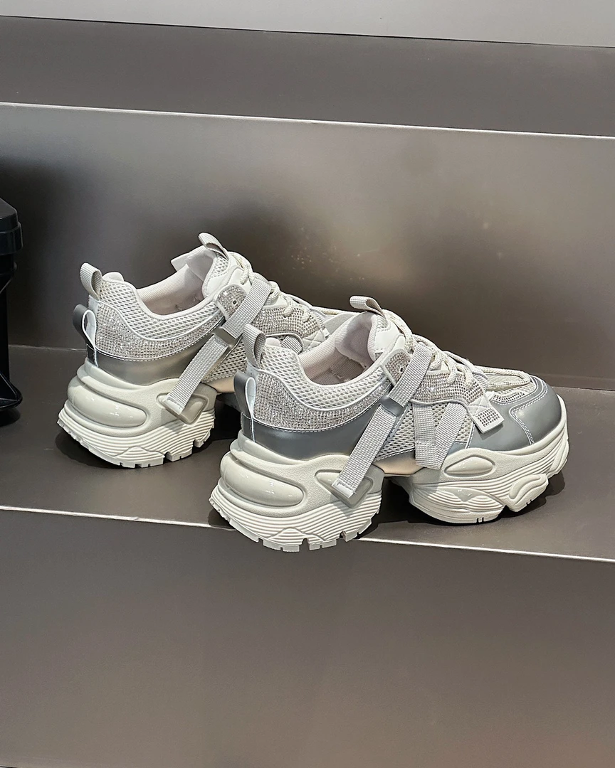 2025春季新款休闲板鞋时尚休闲舒适网鞋厚底老爹鞋