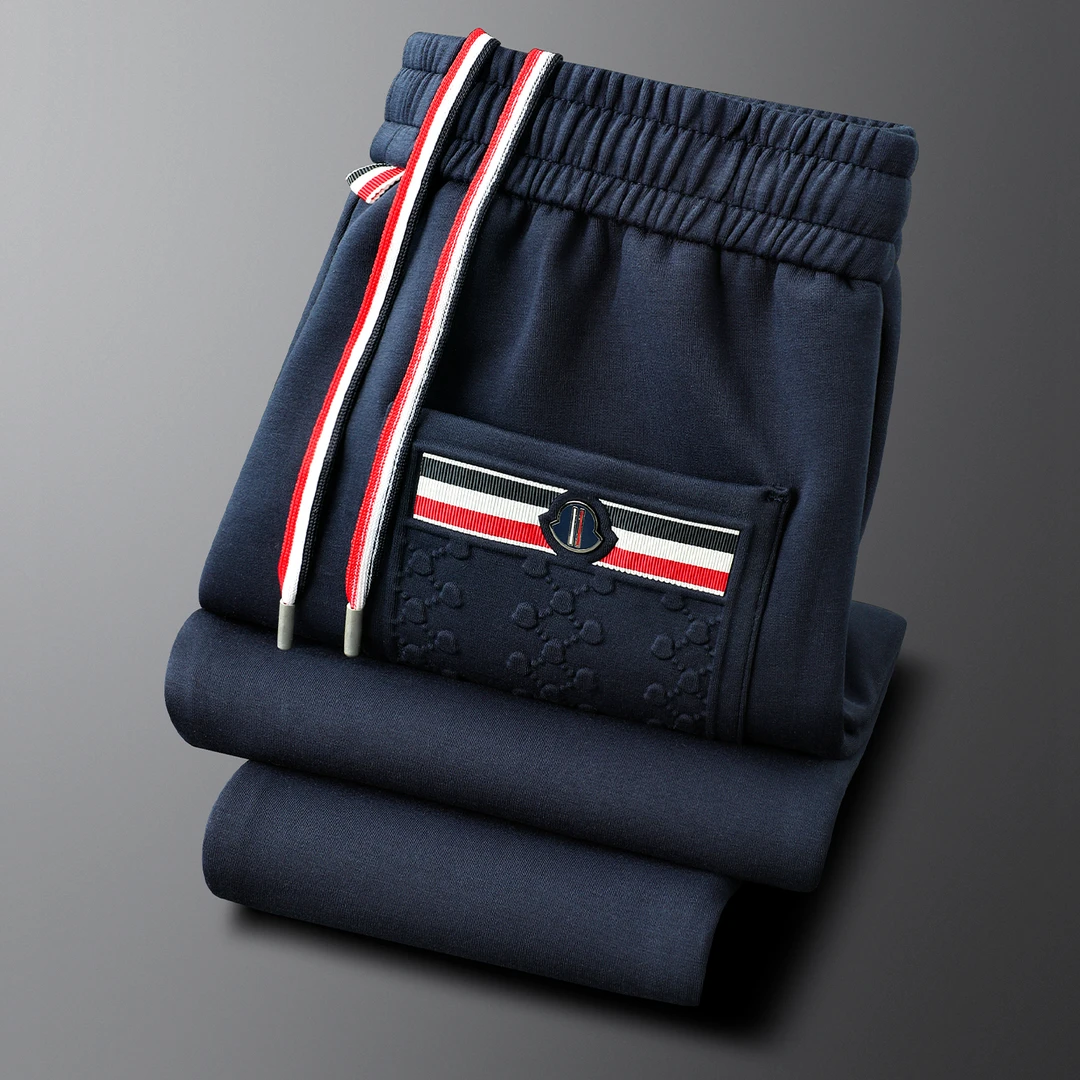 KANMALENLY/肯梅灵列轻奢休闲裤男士修身束脚运动裤抽绳长裤厚款