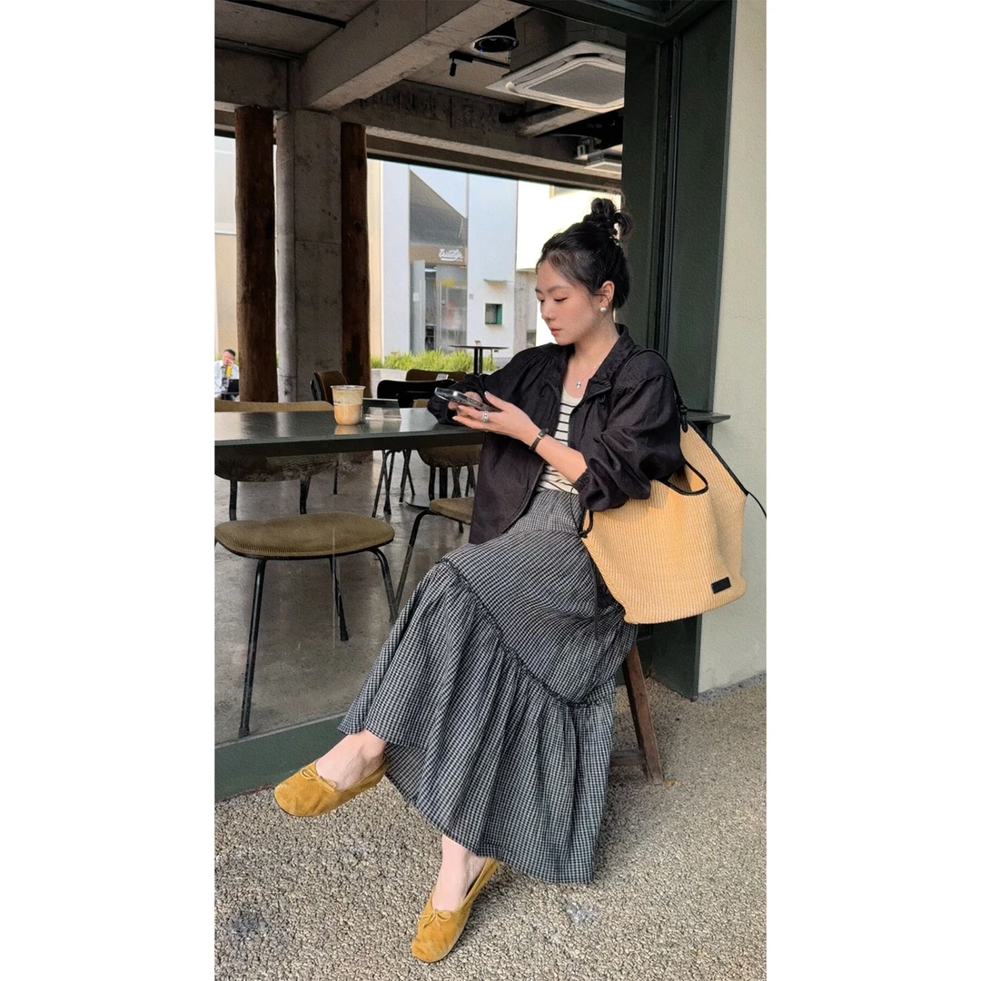 苏安家｜“盛夏光年 ”纯棉纱松紧腰黄金比例剪裁 超显瘦格子半身裙