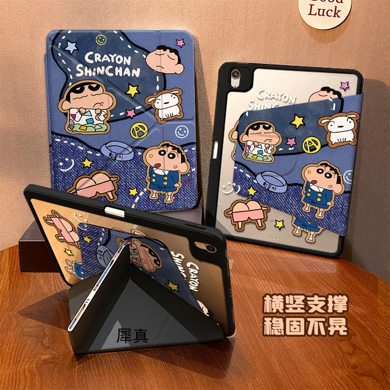 【Y型旋转亚克力】牛仔小新苹果ipad11平板保护套air6华为硬全包