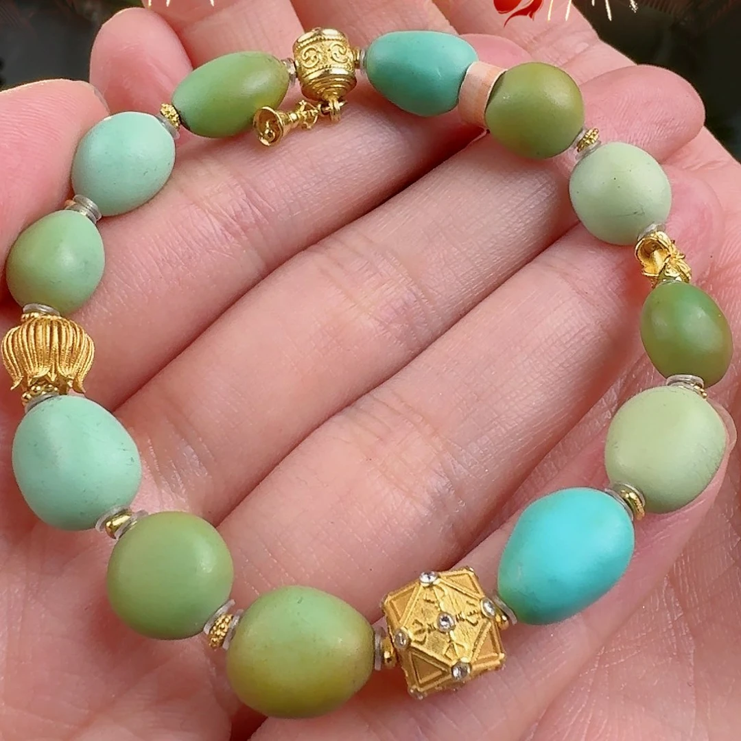 绿松石珠宝奇石18K金镶嵌