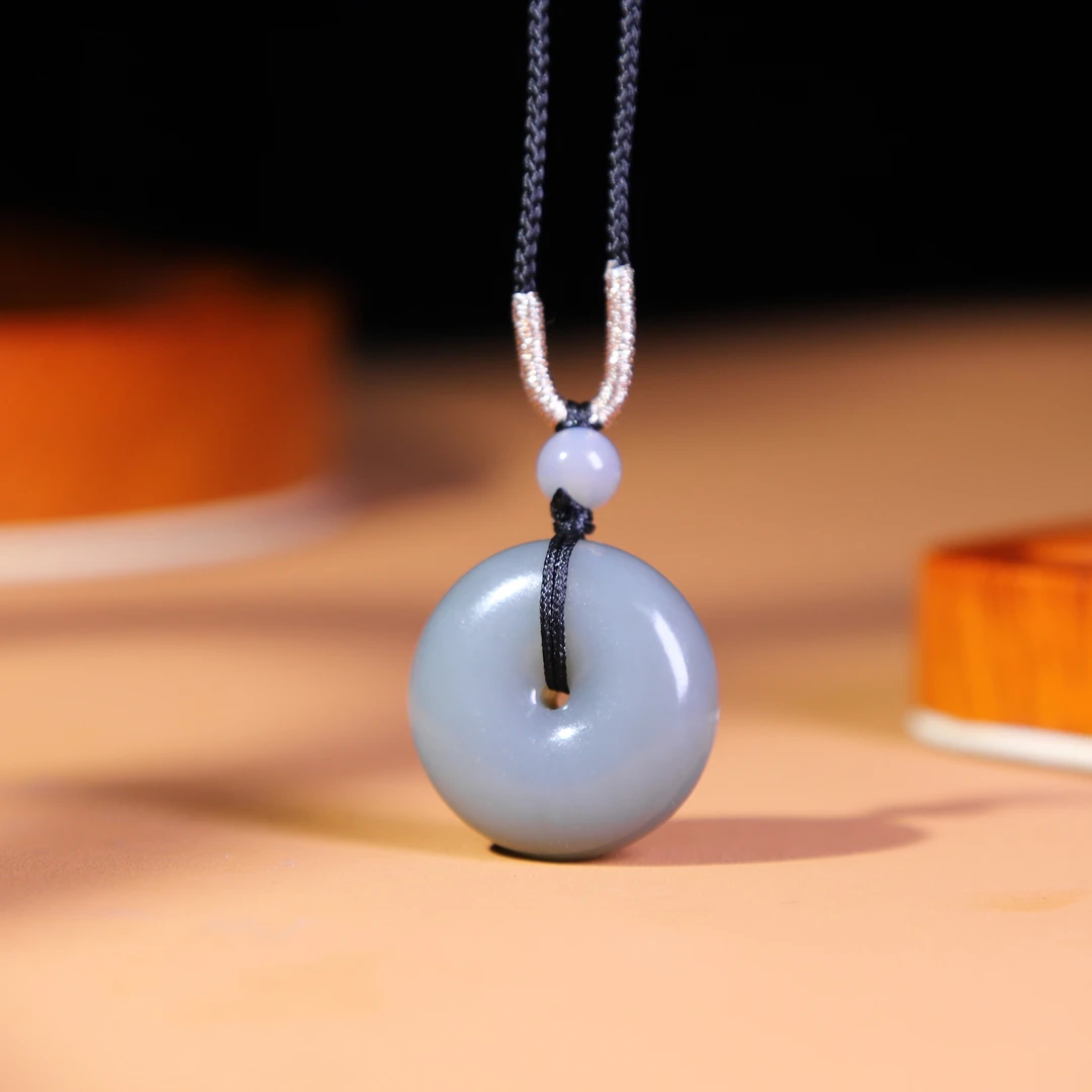 和田玉简约烟紫平安扣 多样性发货 拍一单发一个 K22