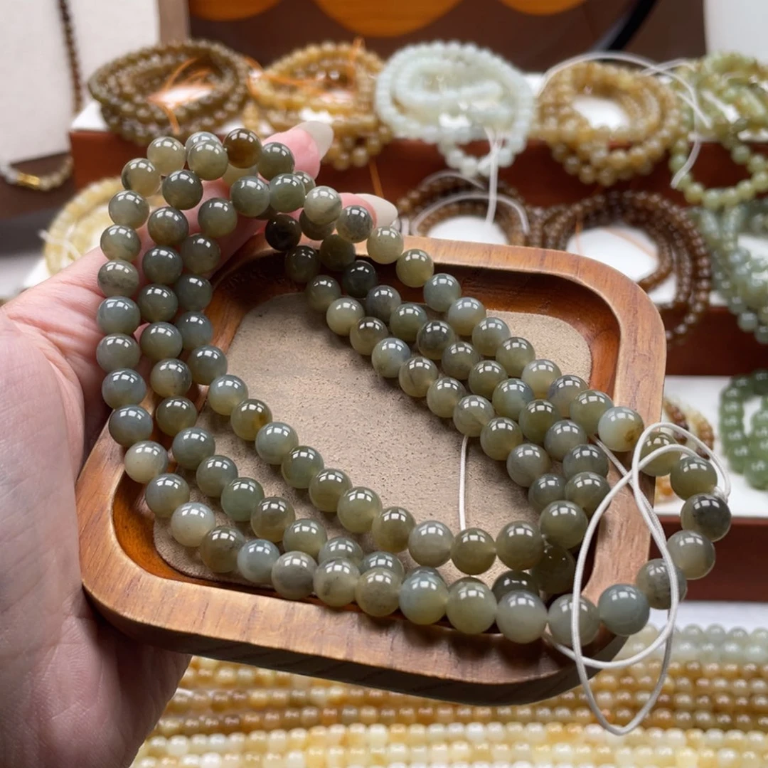 和田玉未镶嵌毛衣链珠串8mm