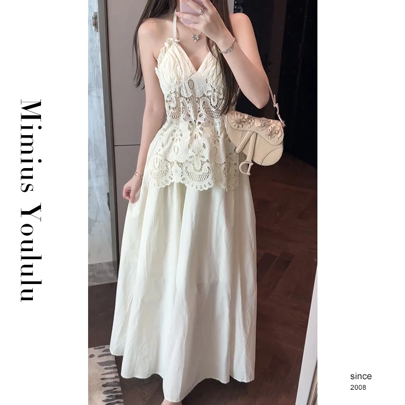 【mimius】&琳琳 法式复古高级感镂空花边蕾丝连衣裙 G02349
