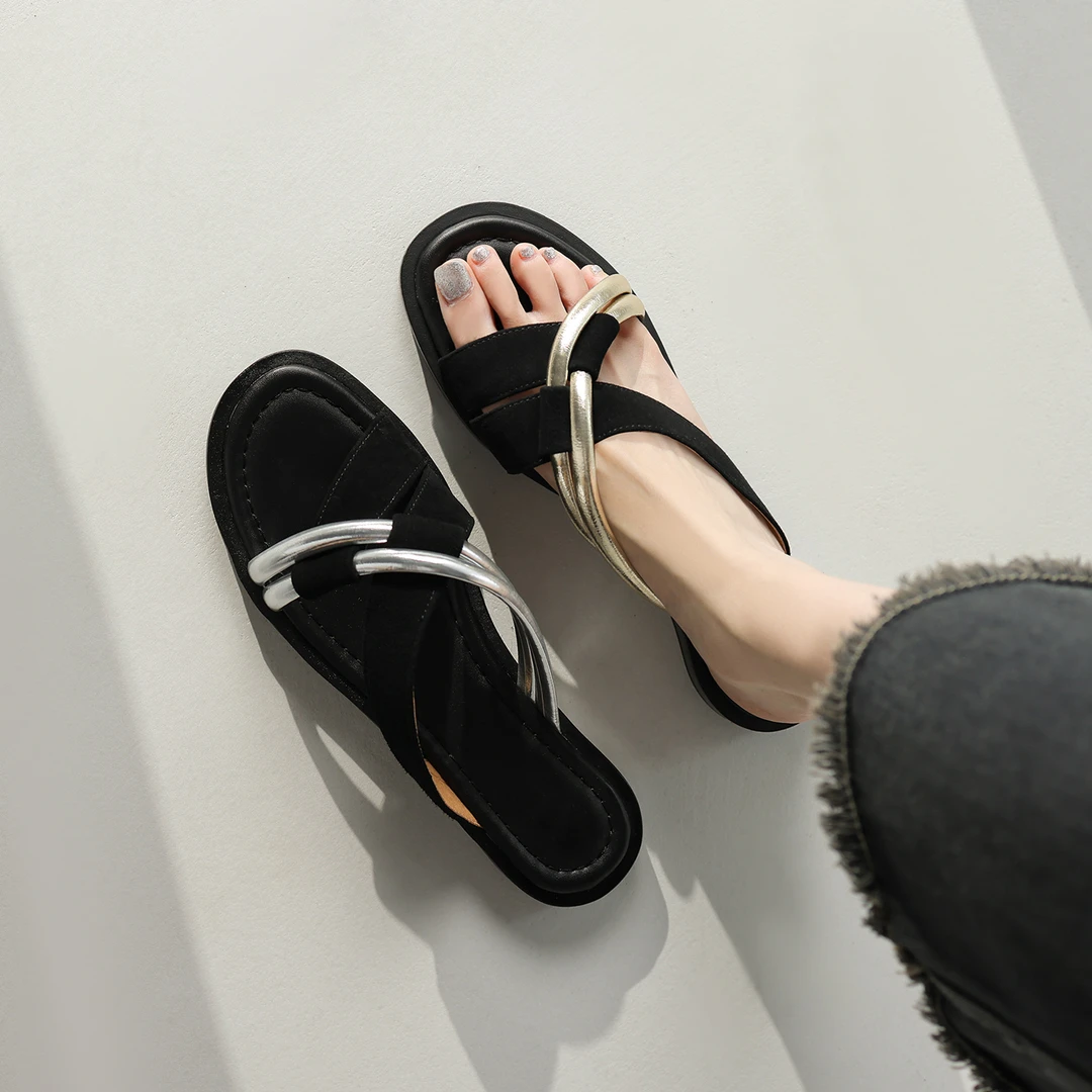 Sheriley77小众百搭法式一字拖夏季露趾简约风凉拖鞋设计款慵懒女