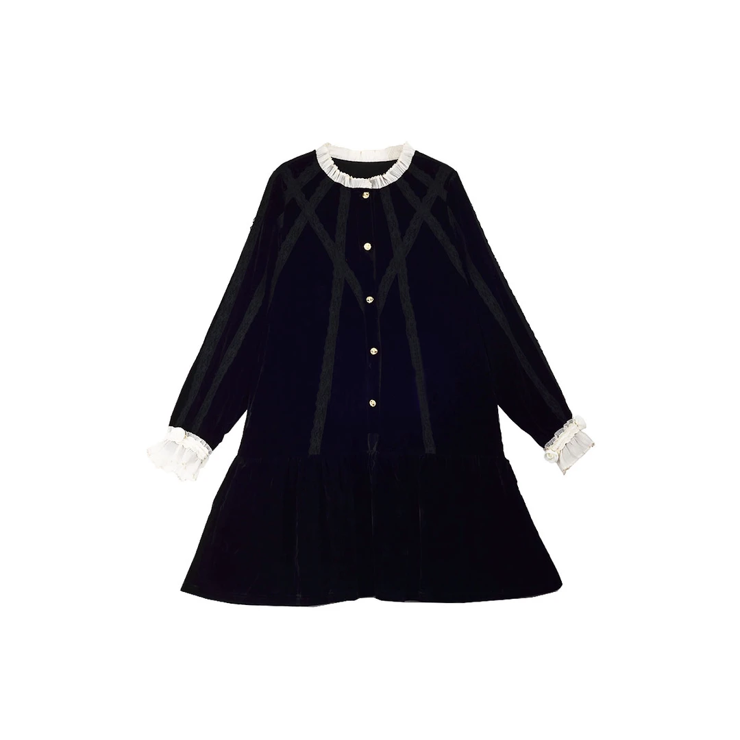 大码女装连衣裙小香风显瘦气质时尚黑色秋冬拼接（WT207）