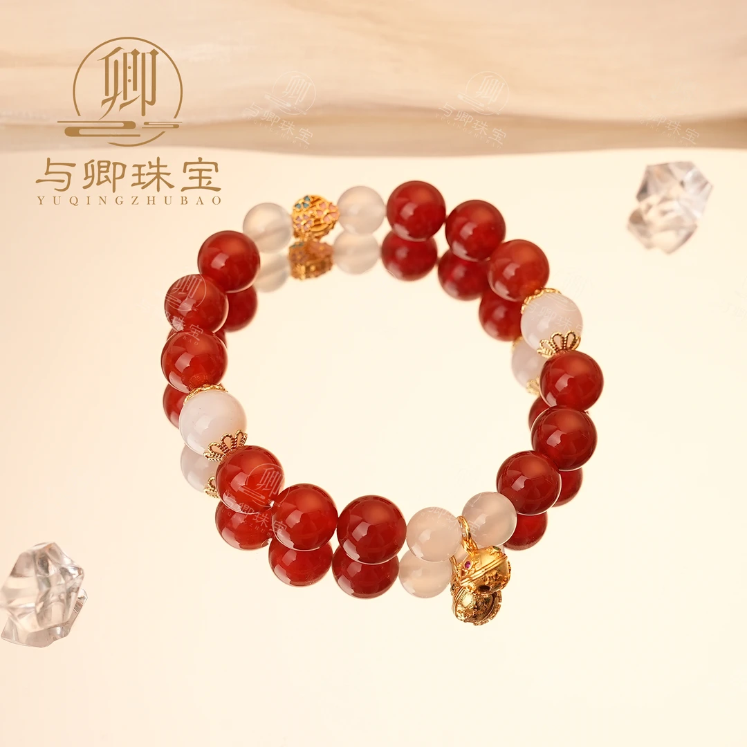 【朱颜似】与卿珠宝红玛瑙10mm 荔枝冻玛瑙10mm、8mm  铃铛合金配饰
