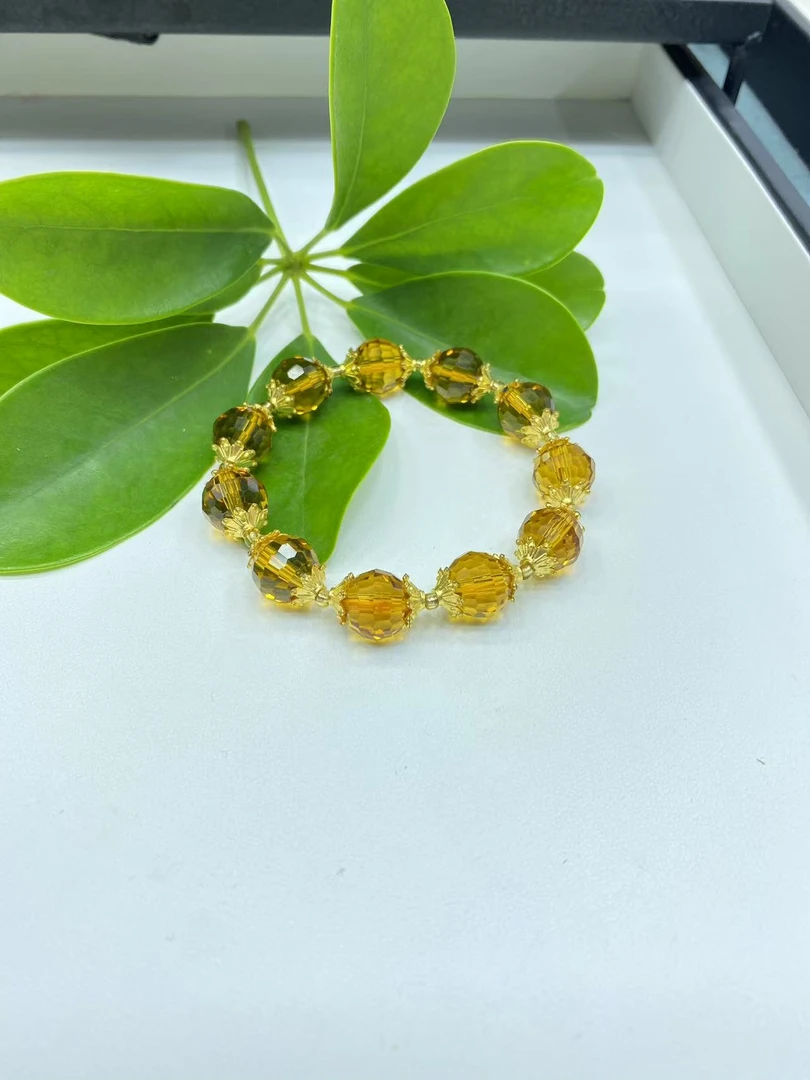 A090 黄切面10mm单圈手串