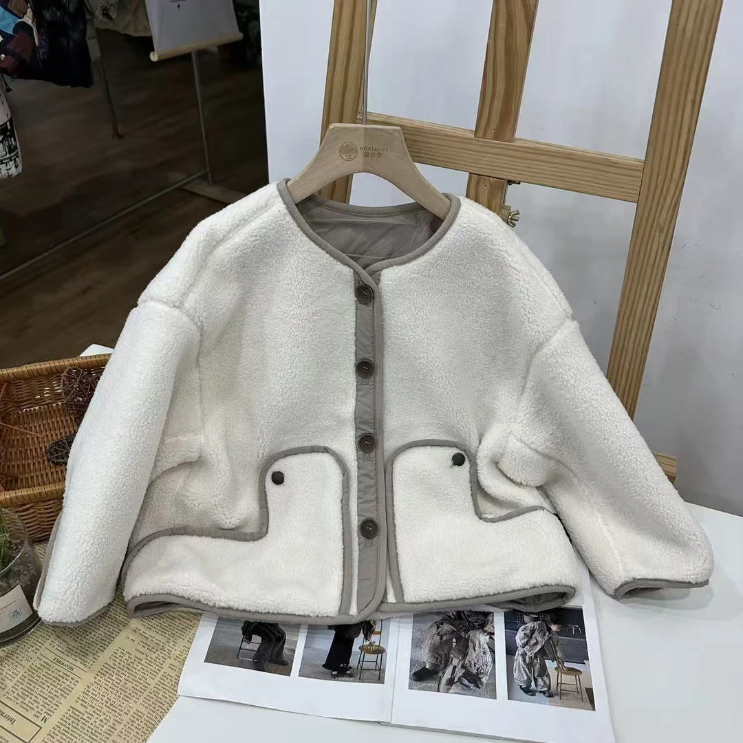 23014冬季中大童毛绒拼接外套TD