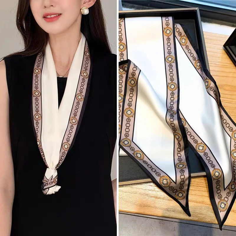 【岁月静好】时尚百搭高级感仿真丝飘带丝巾