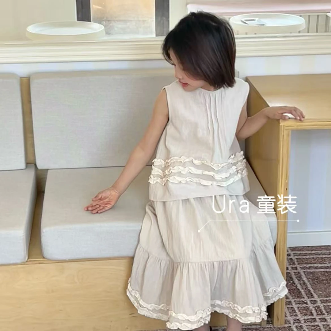 现货【花边裙子套装】夏季亲子韩版无袖套装 套裙    UZ25077