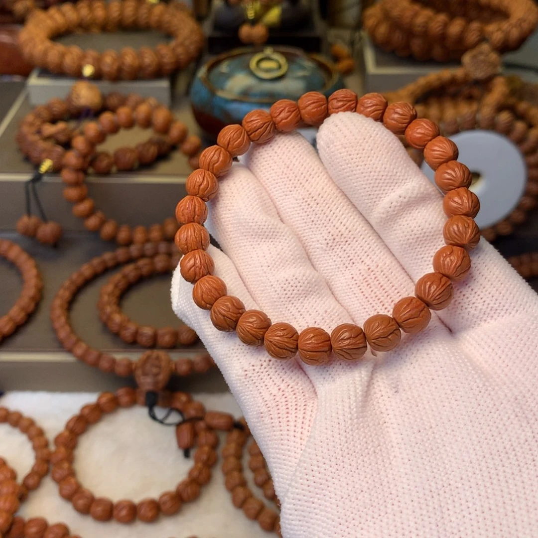 黃***玛桃核手串秦岭龙纹