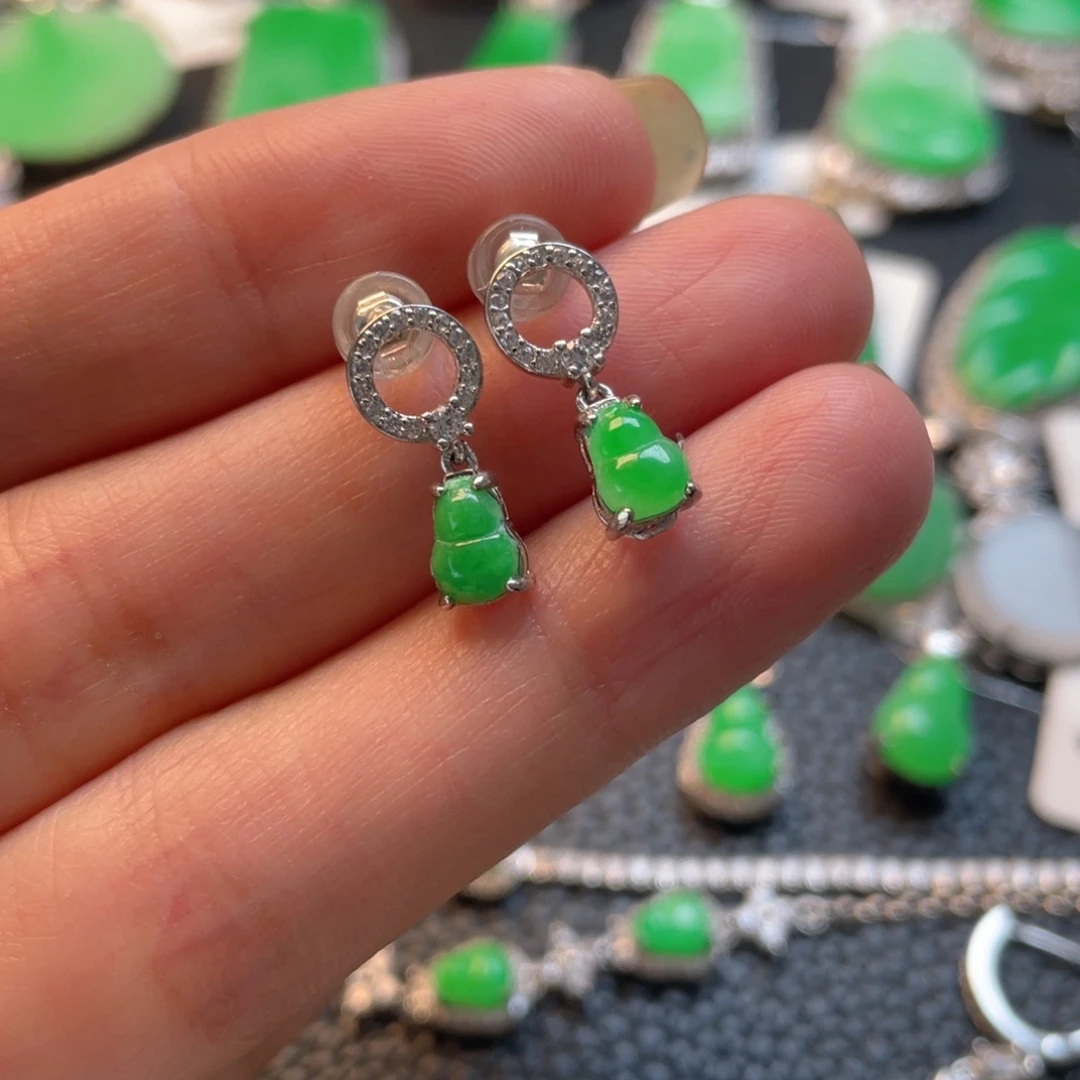 翡翠银S925镶嵌吊坠(不含链)耳坠