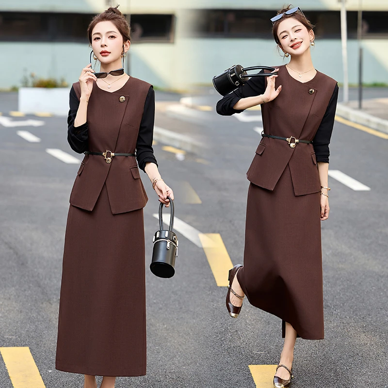 穿搭高级感套装女春季2025西装马甲半身裙韩系时尚减龄轻熟三件套