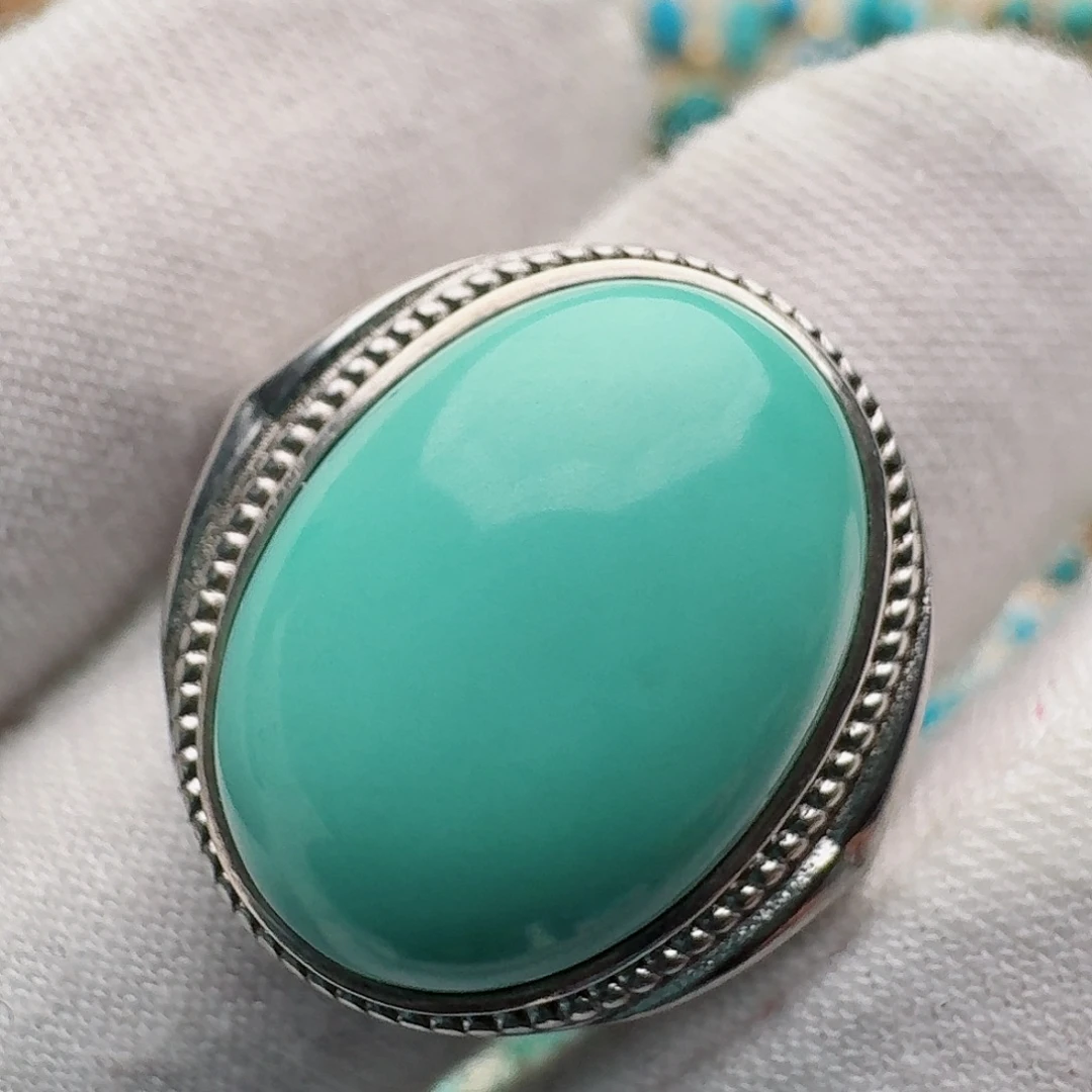 绿松石银S925镶嵌戒指