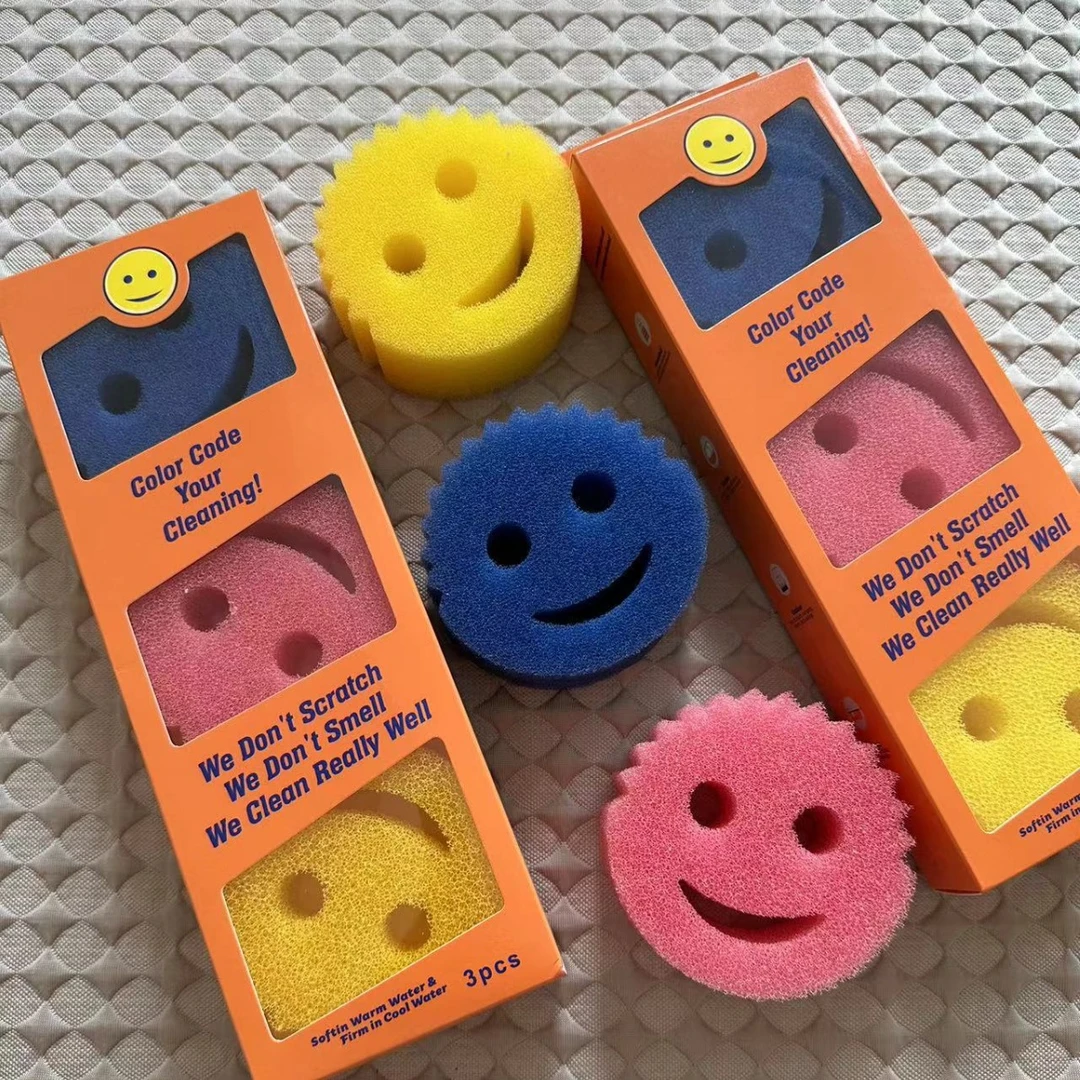 笑脸魔力清洁擦 仿丝瓜络海绵擦 蜂窝海绵家用厨房清洁洗碗棉